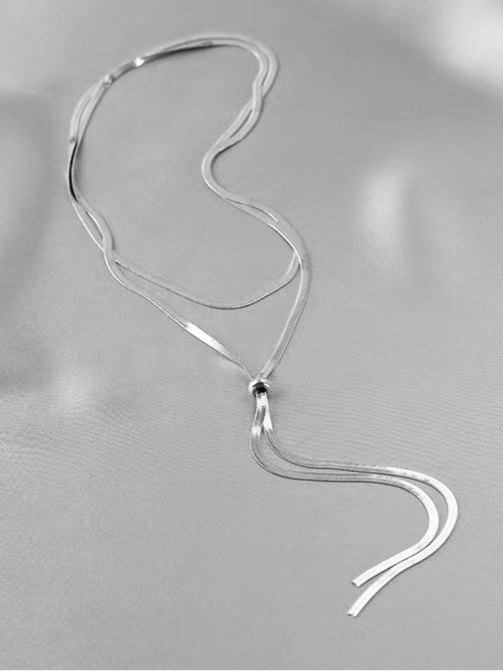 Silver Multi-Strand Lariat Necklace